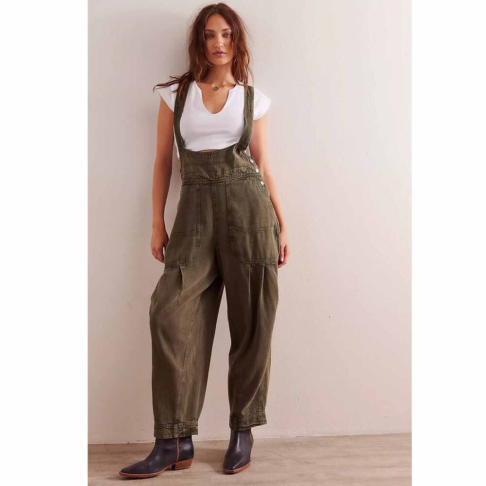 Free People We The Free Felix Tapered Overalls Jumpsuit Pinafore L NWD 285649